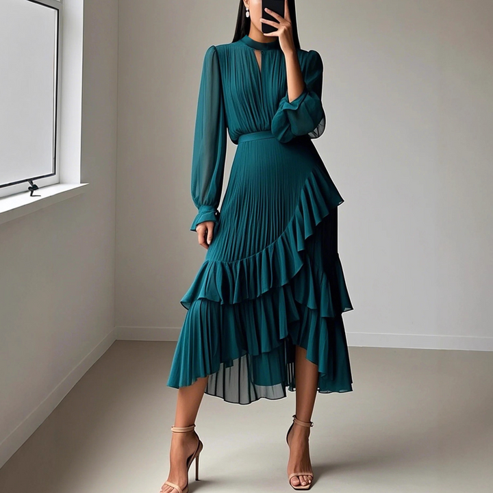 Robe midi élégante plissée Dianna™