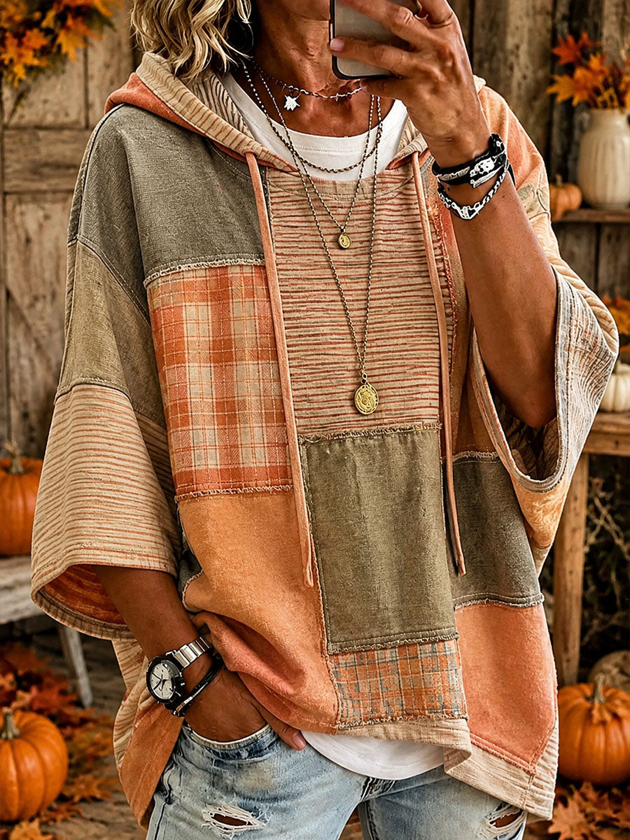 Cristina | Sweat à capuche oversize patchwork d’automne