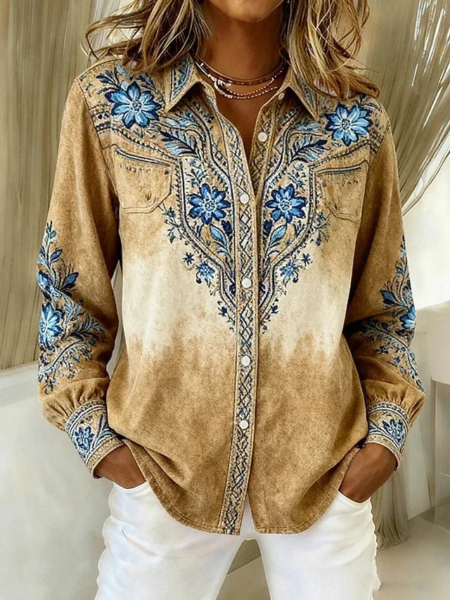 Tucson™ | Blouse western vintage boutonnée à motif floral