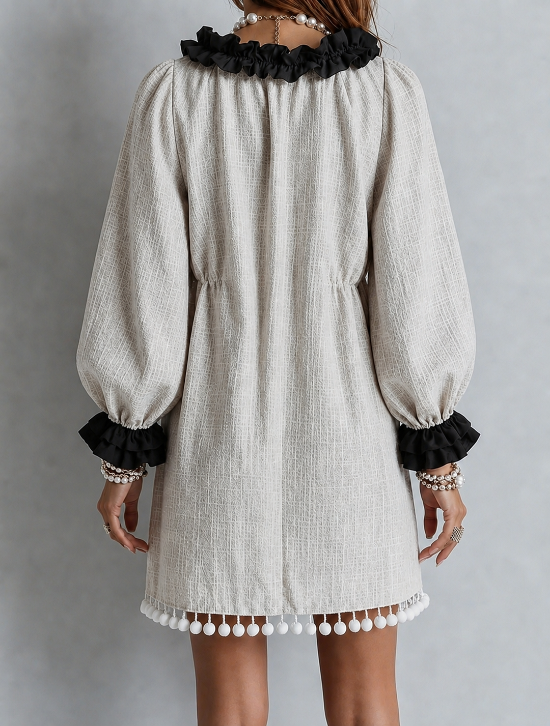 Anneliese | Robe Mini à Manches Bouffantes et Volants