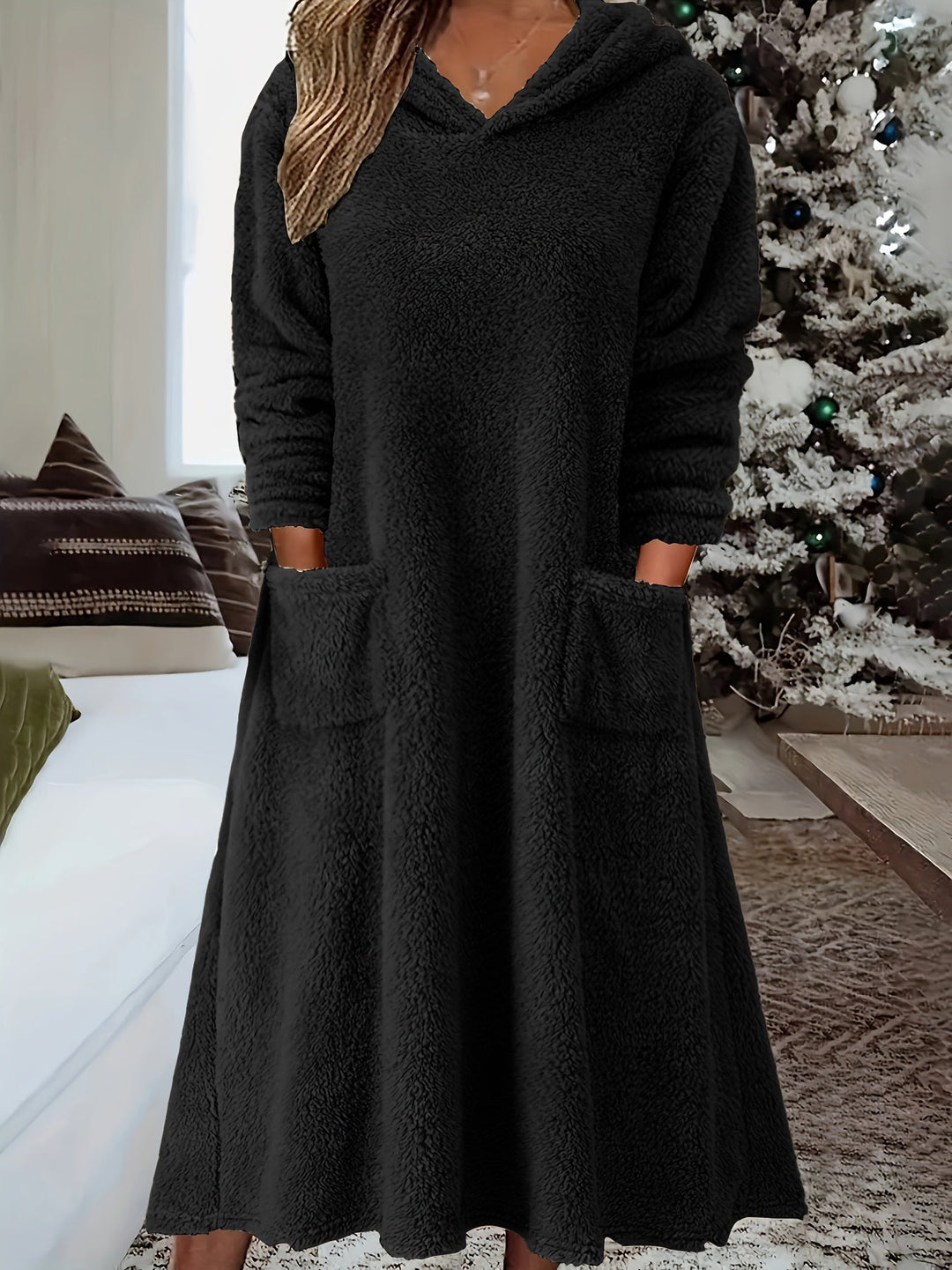 Louison | Robe Sweat à Capuche - Noir