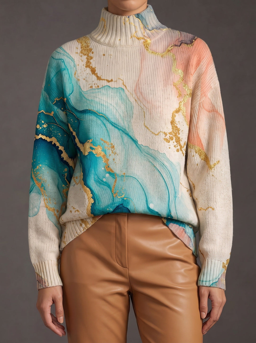 Larissa | Pull à col roulé effet marbré