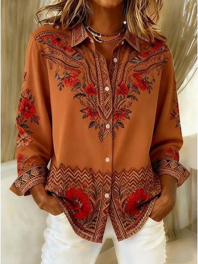 Dawnflora™ | Blouse artistique fleurie à manches longues