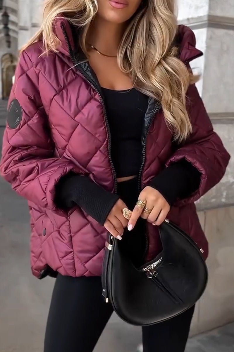 Marina | Veste zippée à capuche luxueuse, matelassée en losanges