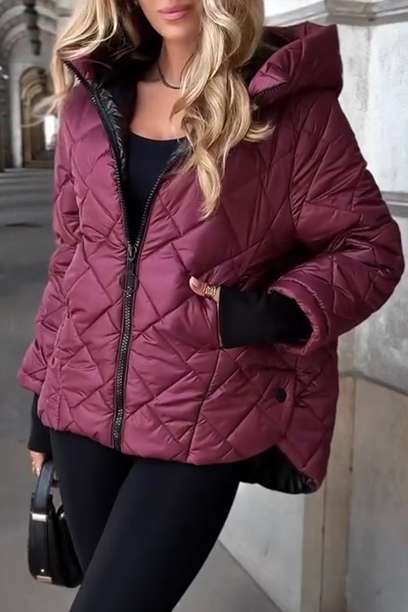 Marina | Veste zippée à capuche luxueuse, matelassée en losanges