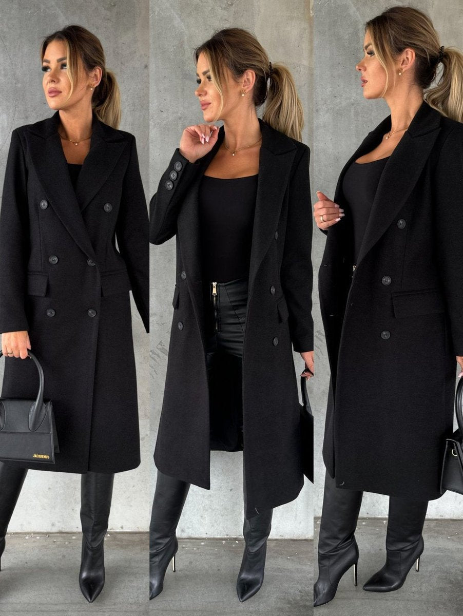 Emeline | Élégant manteau long à double boutonnage