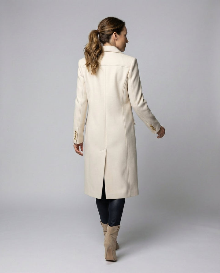 Emeline | Élégant manteau long à double boutonnage