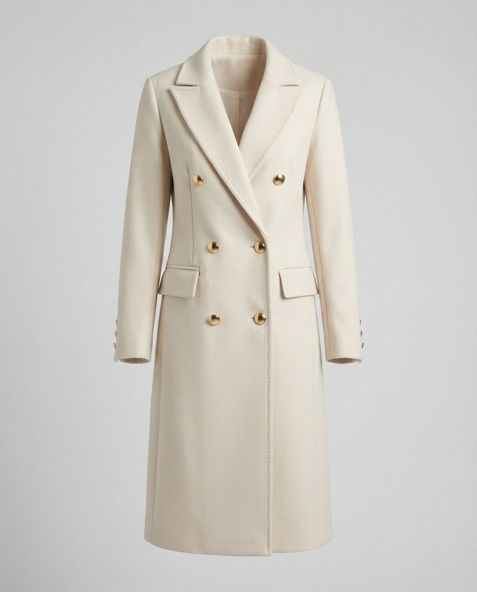 Emeline | Élégant manteau long à double boutonnage