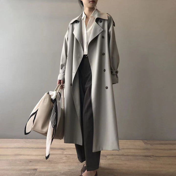 Katherine | Trench-coat long élégant à double boutonnage et ceinturé