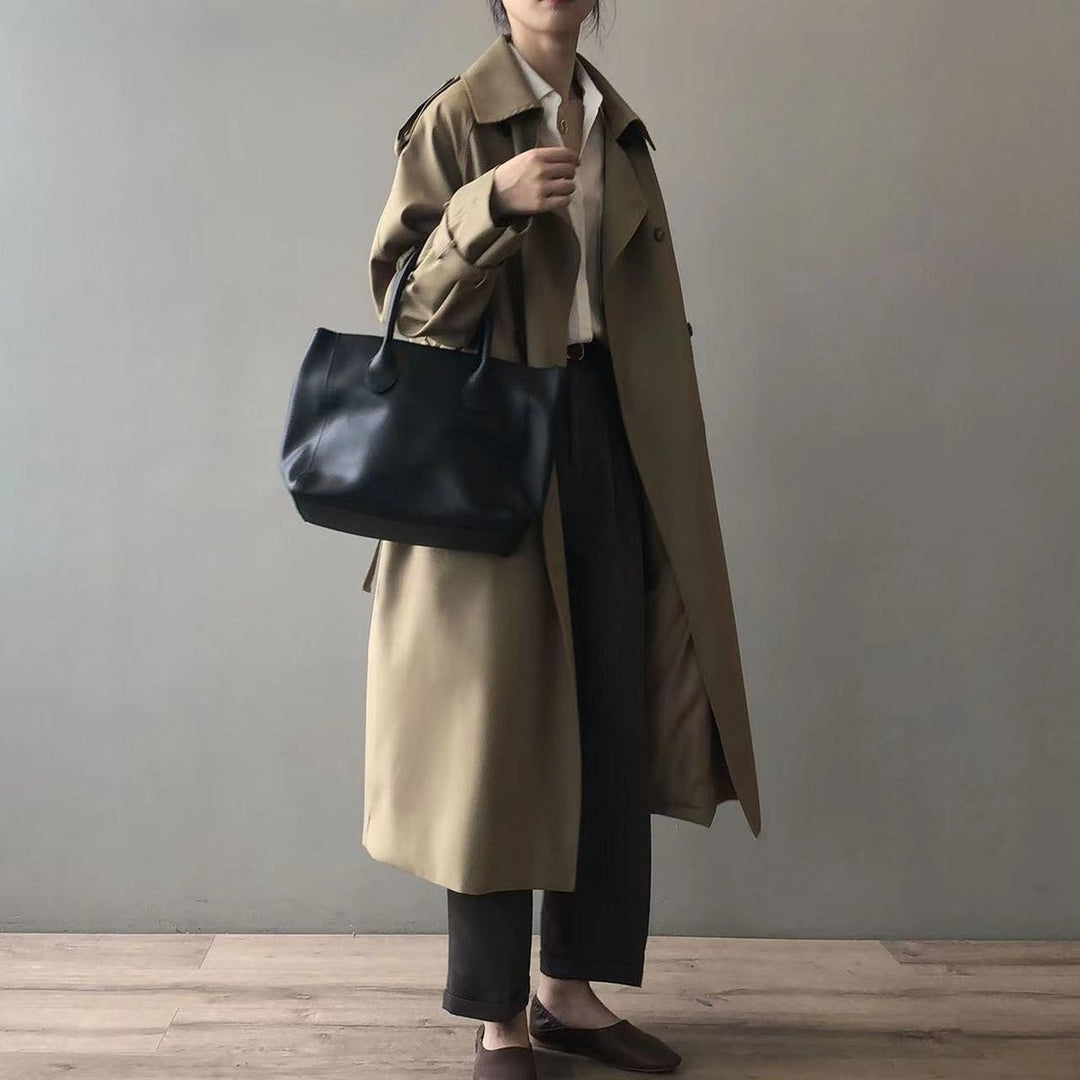 Katherine | Trench-coat long élégant à double boutonnage et ceinturé