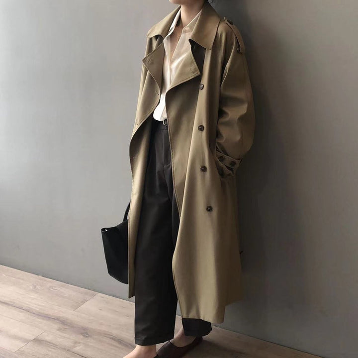 Katherine | Trench-coat long élégant à double boutonnage et ceinturé