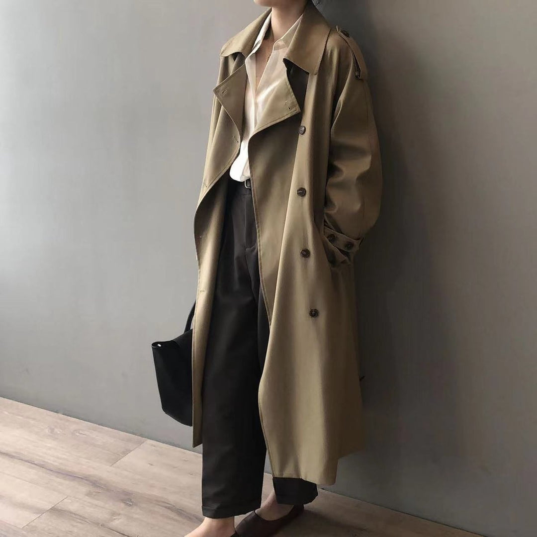 Katherine | Trench-coat long élégant à double boutonnage et ceinturé