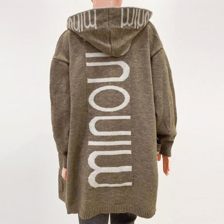 Rosabel | Gilet douillet en maille à capuche, ouvert sur le devant