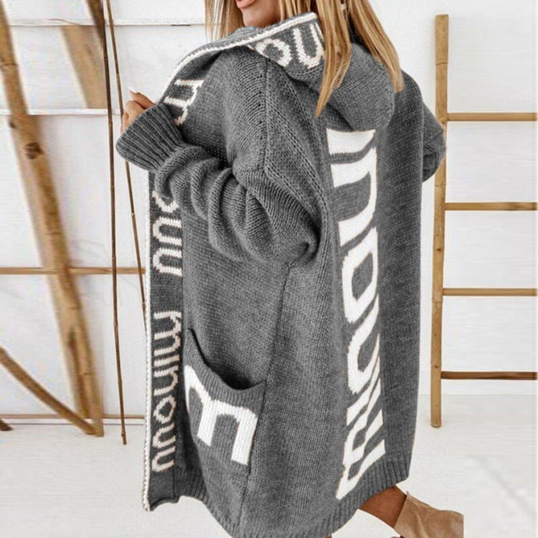 Rosabel | Gilet douillet en maille à capuche, ouvert sur le devant
