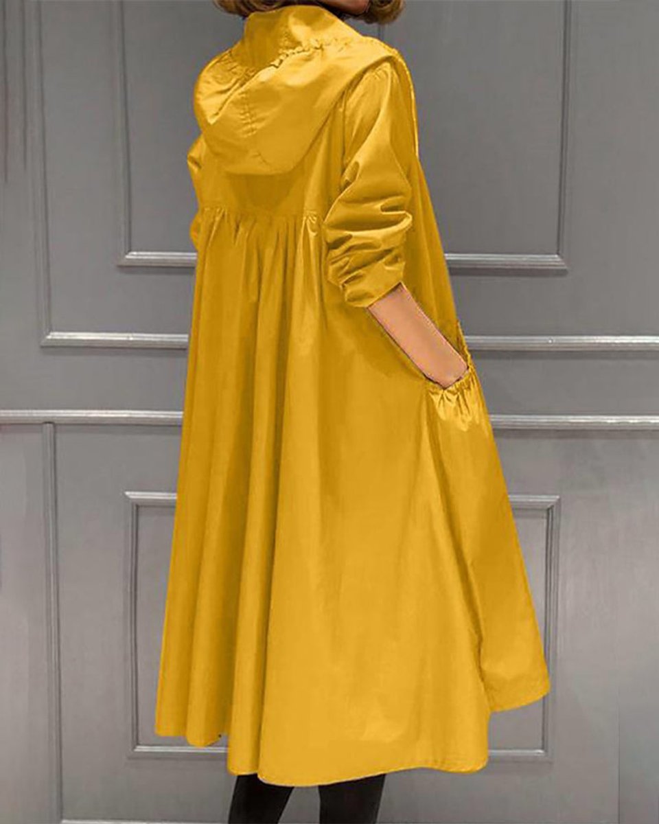 Kathleen | Trench-coat long à capuche avec fermeture zippée
