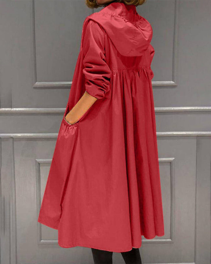 Kathleen | Trench-coat long à capuche avec fermeture zippée