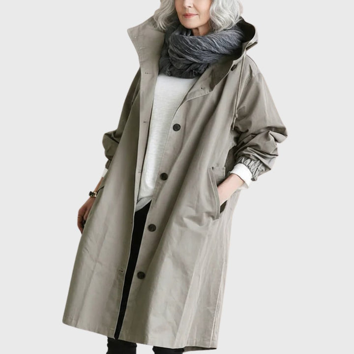 Ruth | Trench-coat long à capuche, coupe décontractée