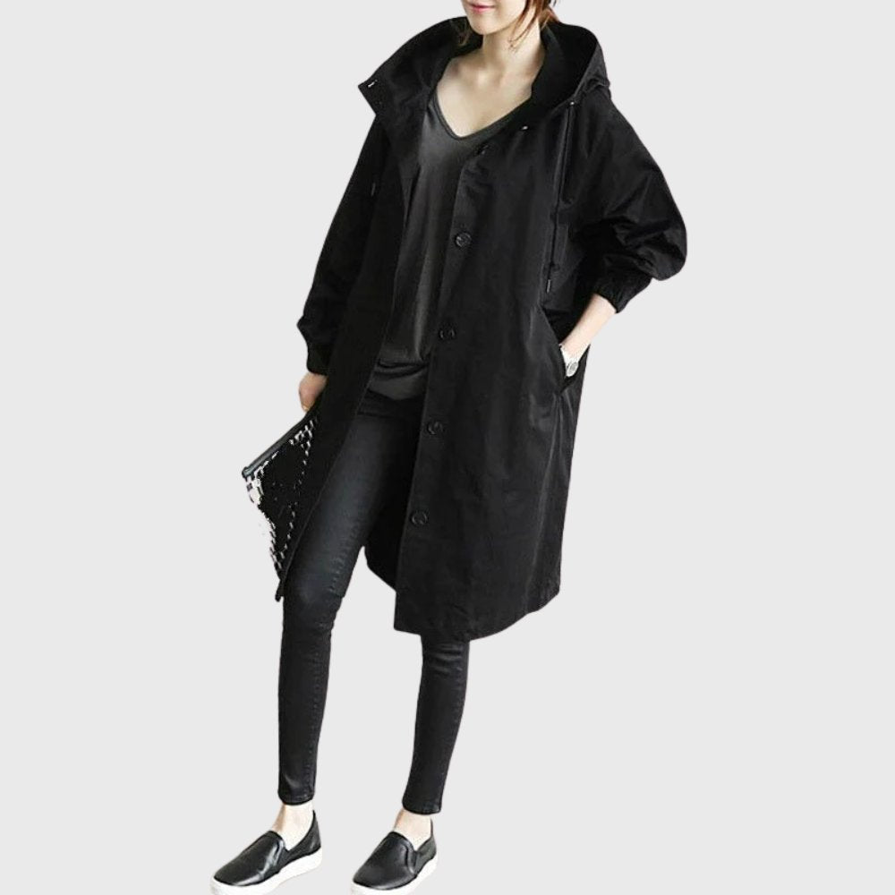 Ruth | Trench-coat long à capuche, coupe décontractée