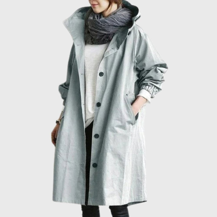 Ruth | Trench-coat long à capuche, coupe décontractée