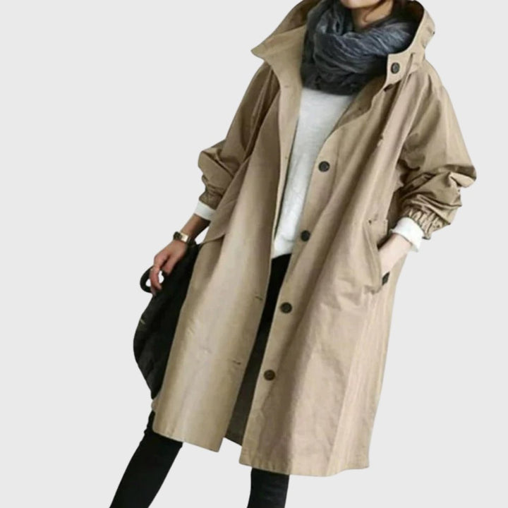 Ruth | Trench-coat long à capuche, coupe décontractée