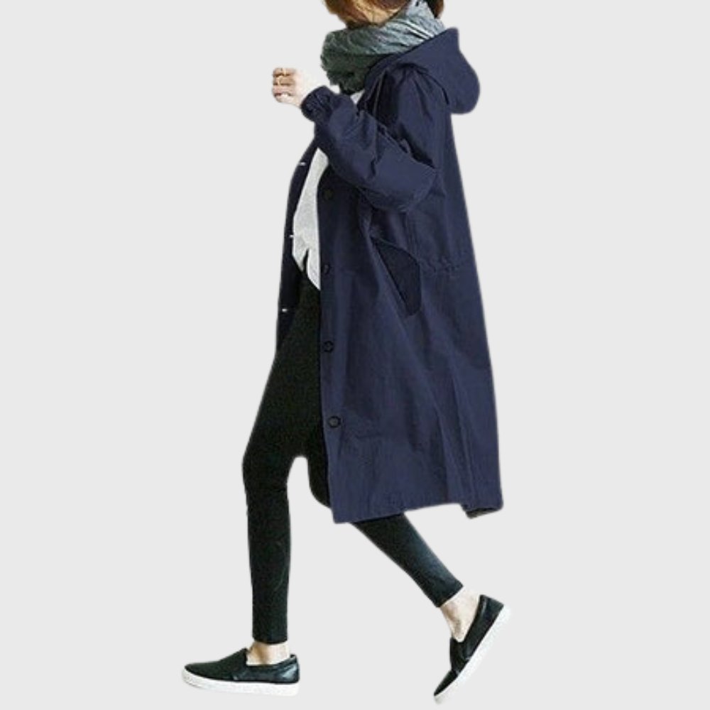 Ruth | Trench-coat long à capuche, coupe décontractée