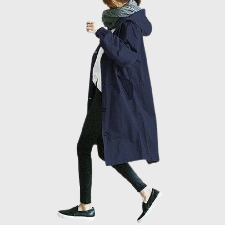 Ruth | Trench-coat long à capuche, coupe décontractée