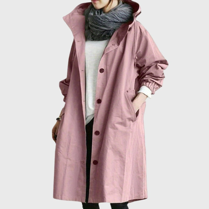 Ruth | Trench-coat long à capuche, coupe décontractée