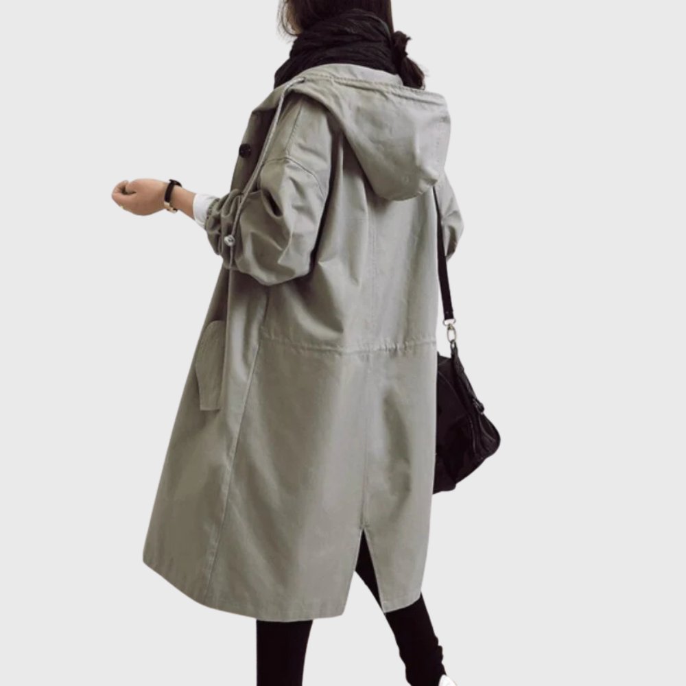 Ruth | Trench-coat long à capuche, coupe décontractée