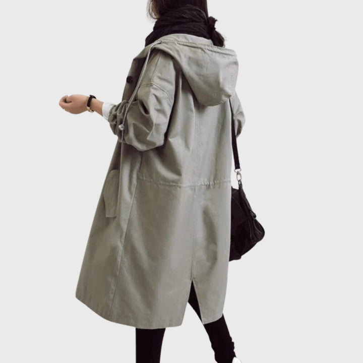 Ruth | Trench-coat long à capuche, coupe décontractée
