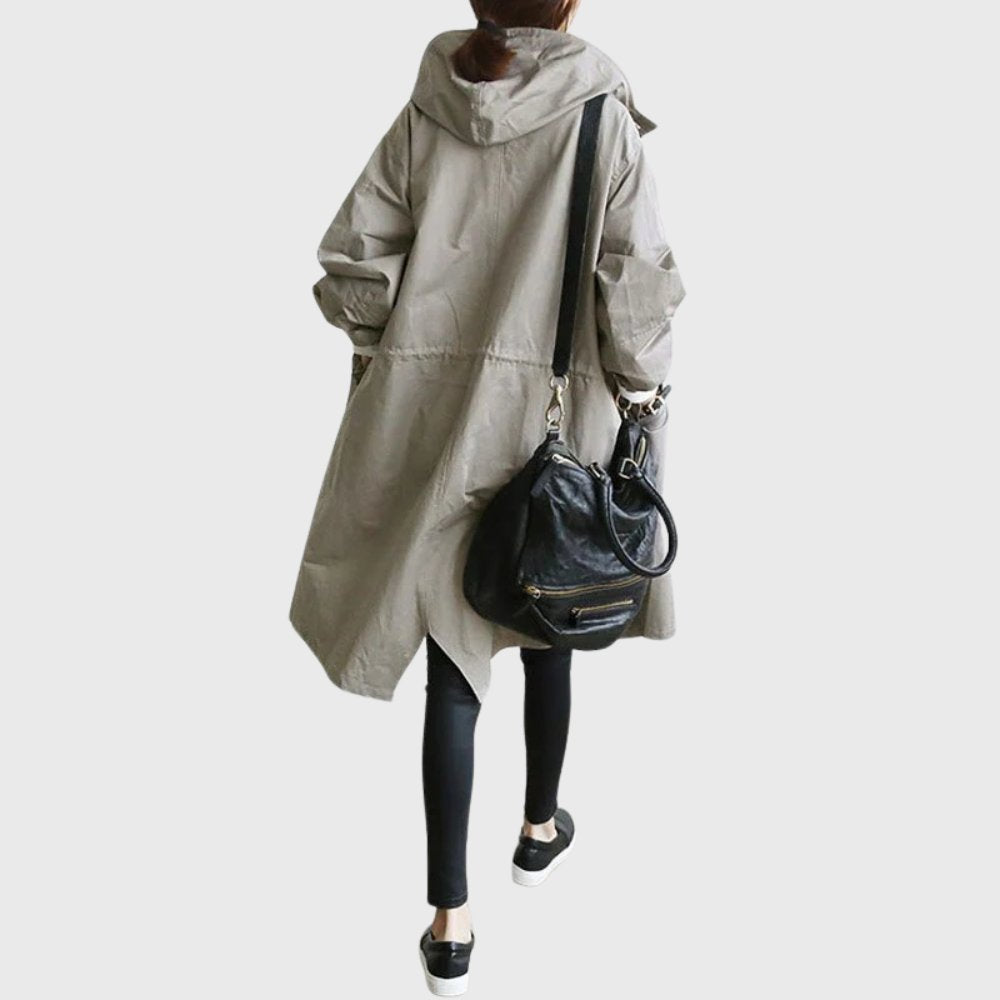 Ruth | Trench-coat long à capuche, coupe décontractée