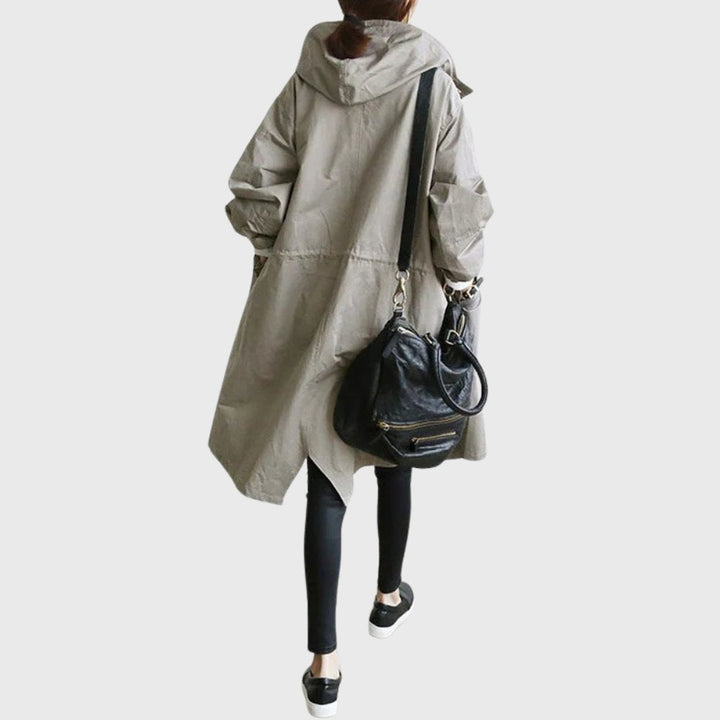 Ruth | Trench-coat long à capuche, coupe décontractée