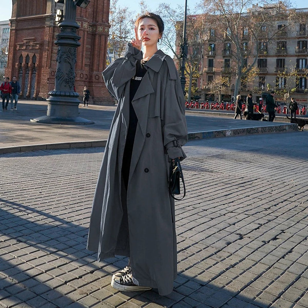 Lena | Trench-coat long oversize luxueux à double boutonnage