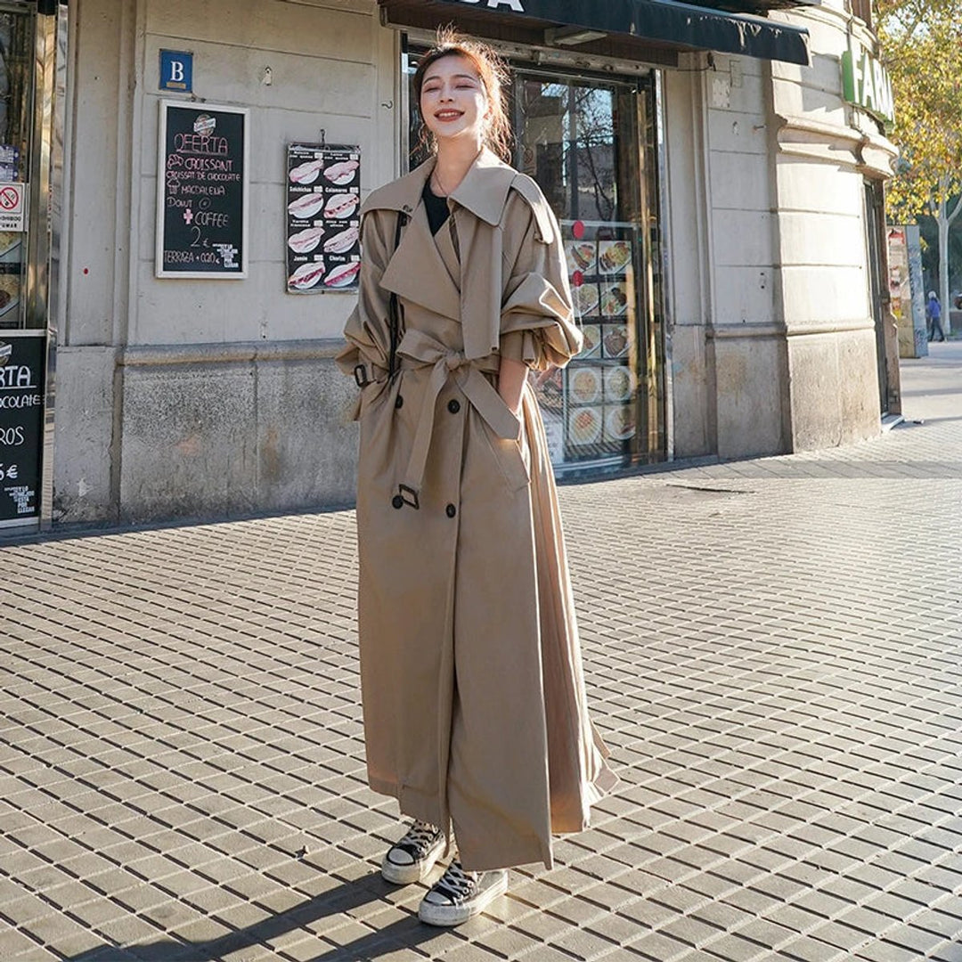 Lena | Trench-coat long oversize luxueux à double boutonnage