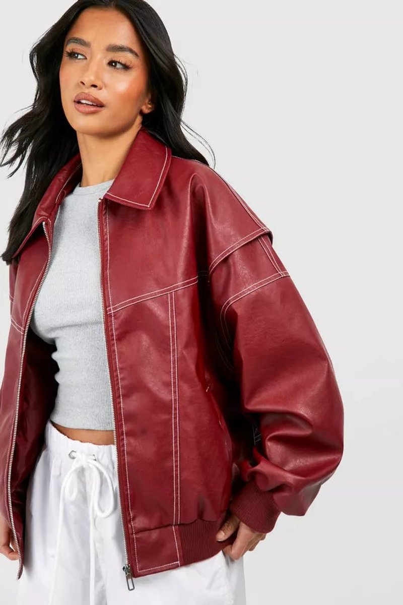 Renée | Blouson bomber oversize à surpiqûres contrastées