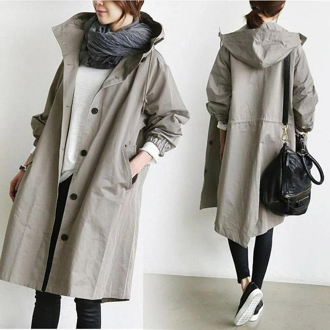 Maisie | Manteau oversize douillet à capuche et fermeture boutonnée sur le devant