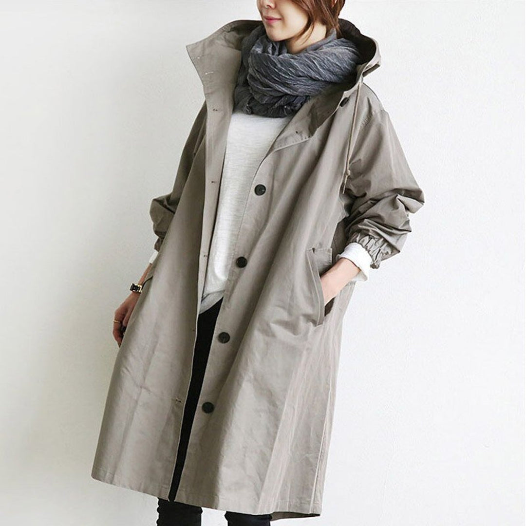 Maisie | Manteau oversize douillet à capuche et fermeture boutonnée sur le devant