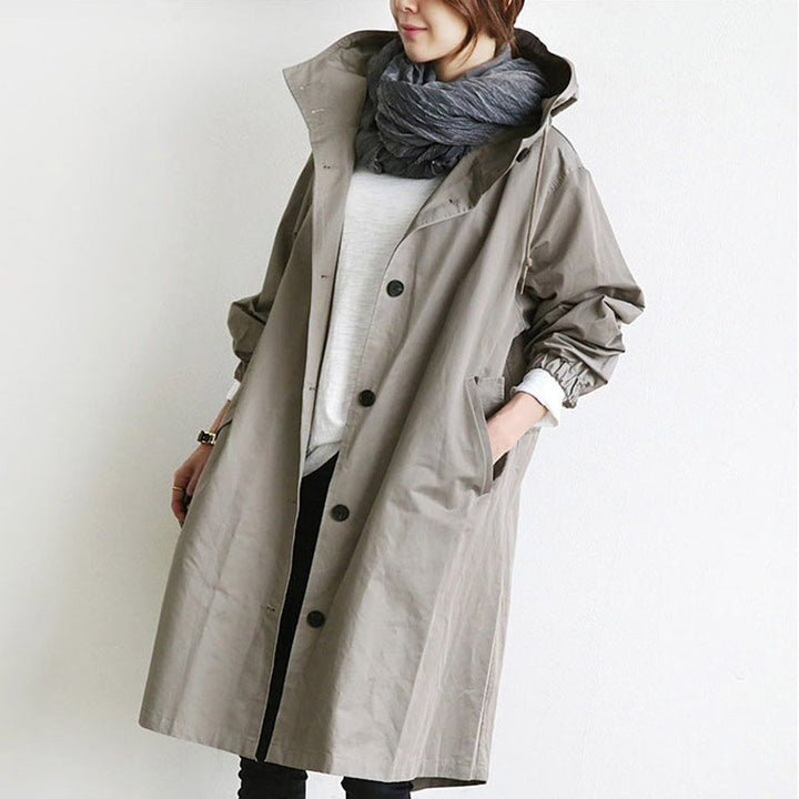 Maisie | Manteau oversize douillet à capuche et fermeture boutonnée sur le devant