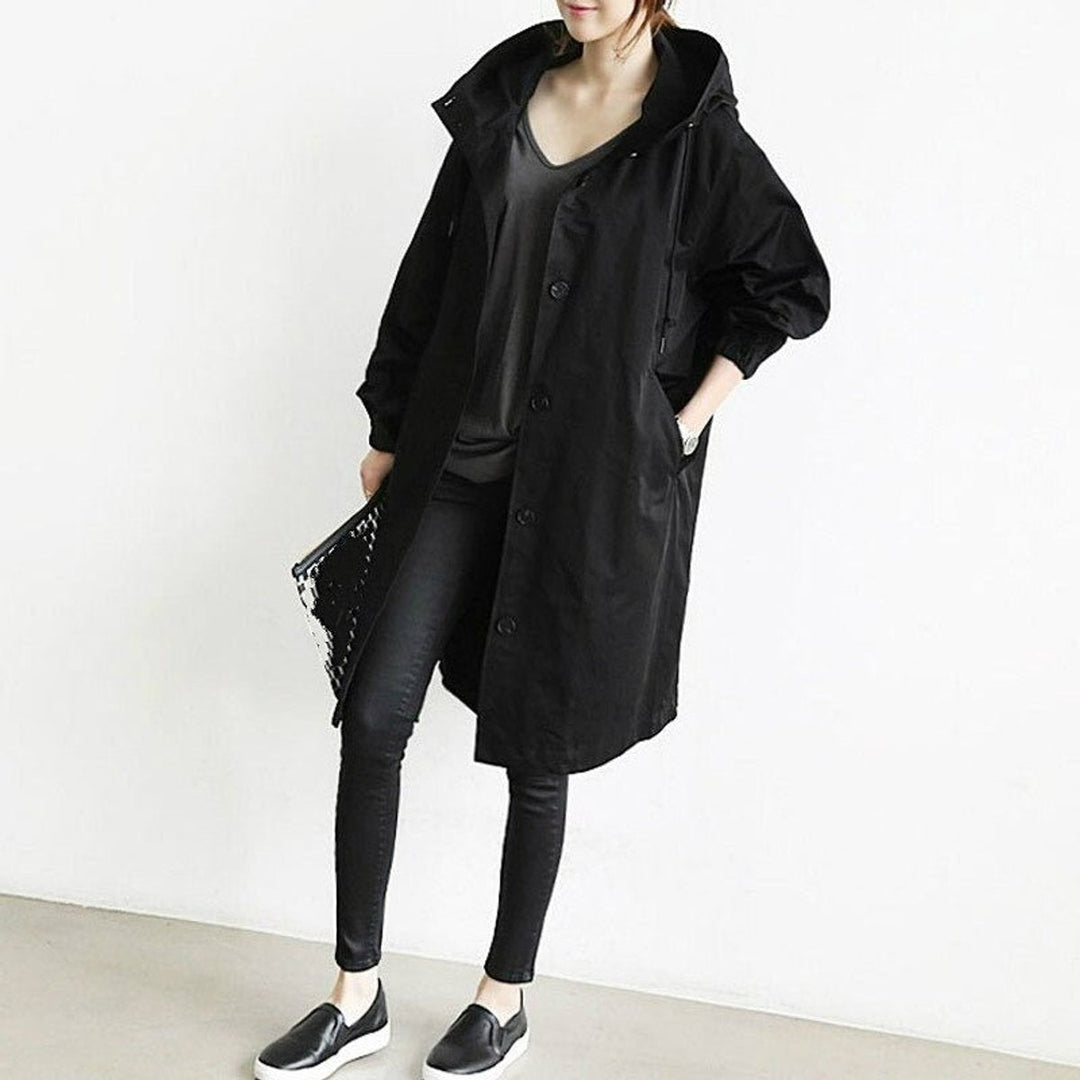 Maisie | Manteau oversize douillet à capuche et fermeture boutonnée sur le devant