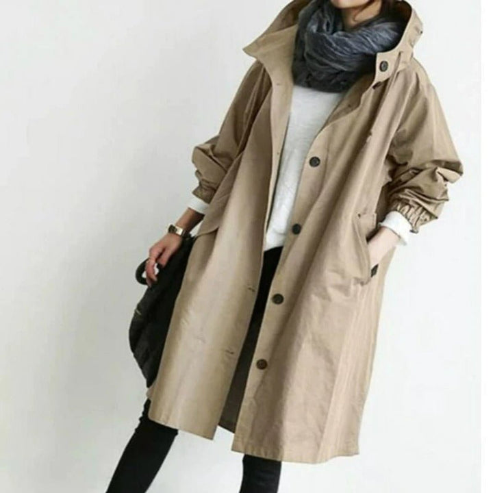 Maisie | Manteau oversize douillet à capuche et fermeture boutonnée sur le devant