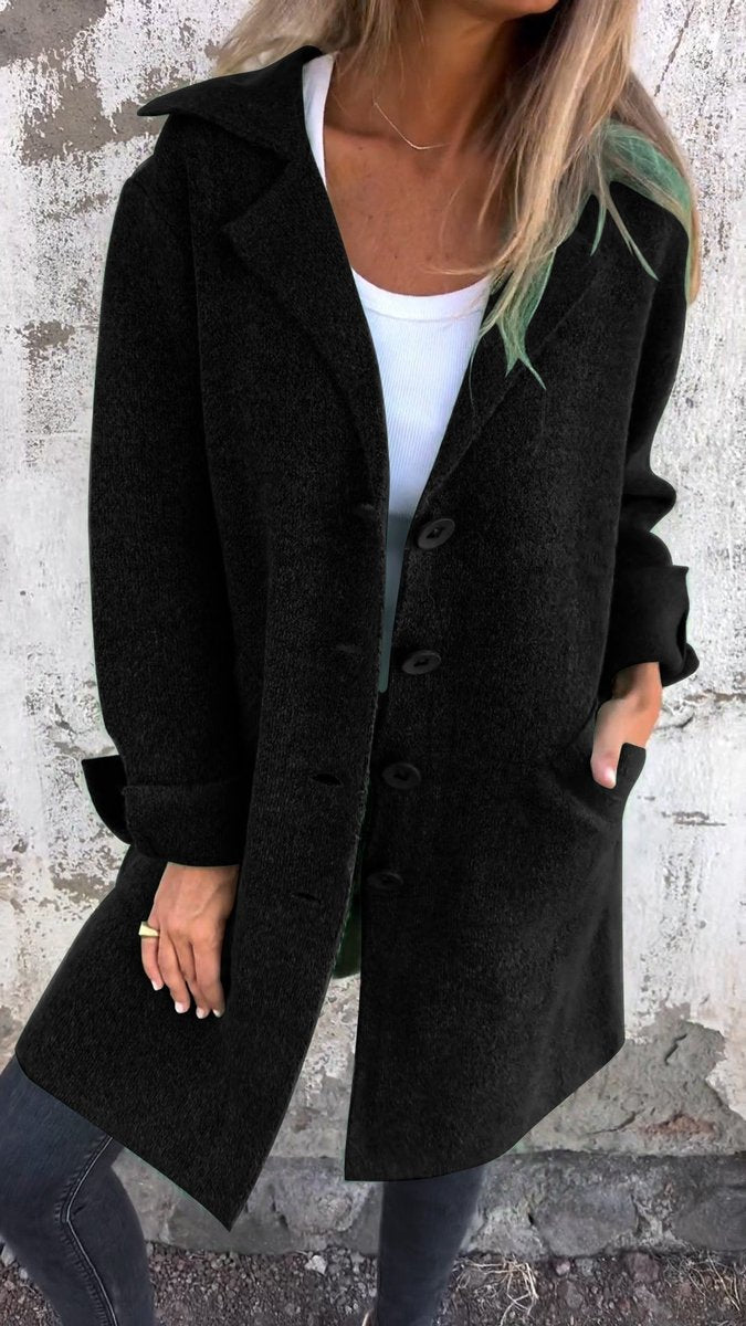 Lucille | Manteau long à col à revers, coupe décontractée