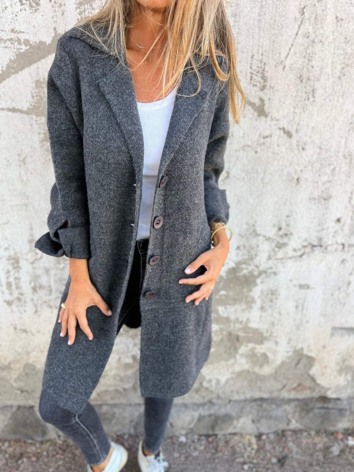 Lucille | Manteau long à col à revers, coupe décontractée