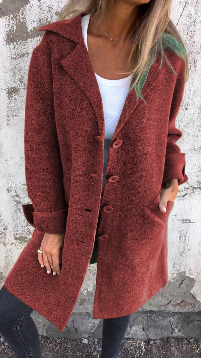 Lucille | Manteau long à col à revers, coupe décontractée