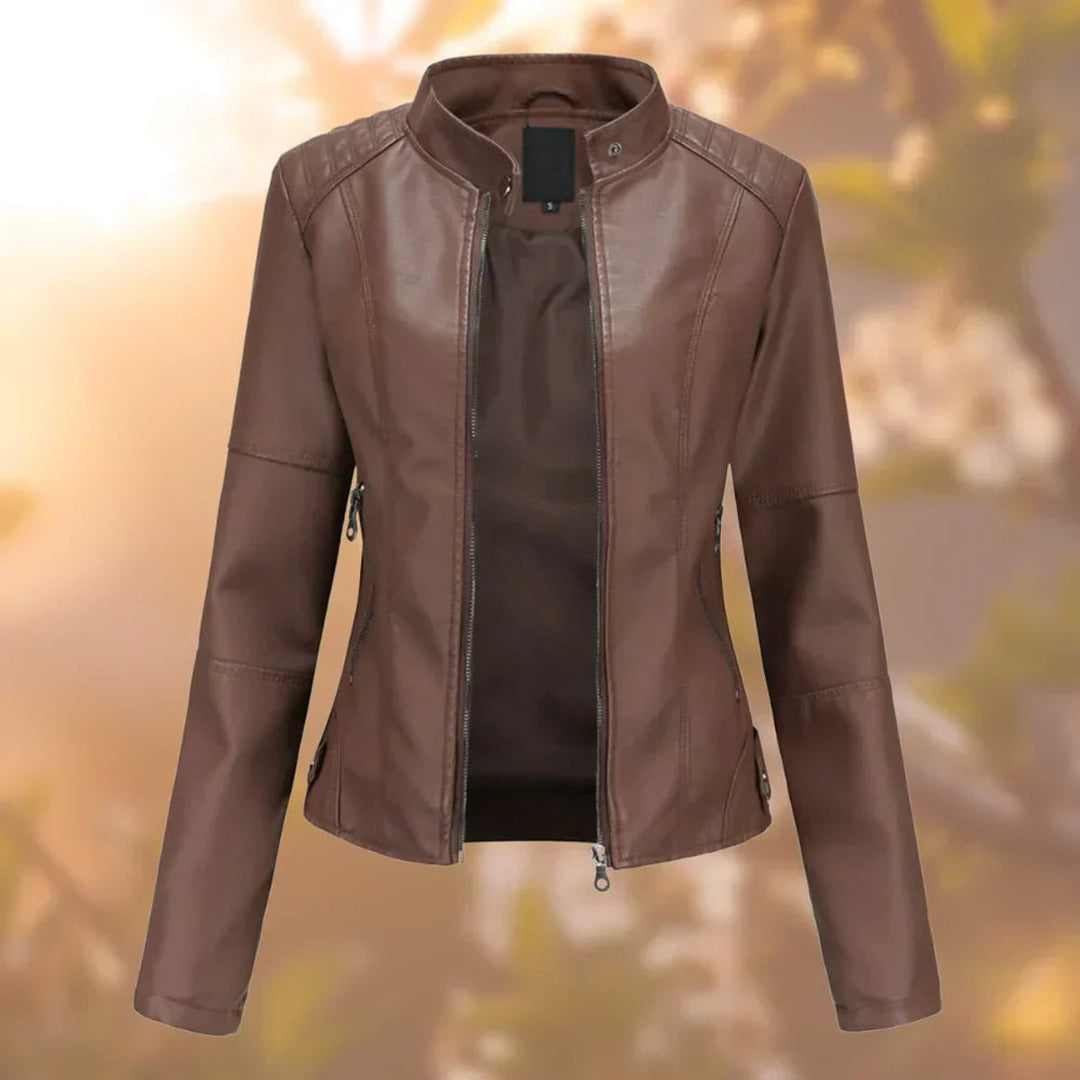 Larissa | Veste de motard élégante et ajustée à fermeture éclair pour femme