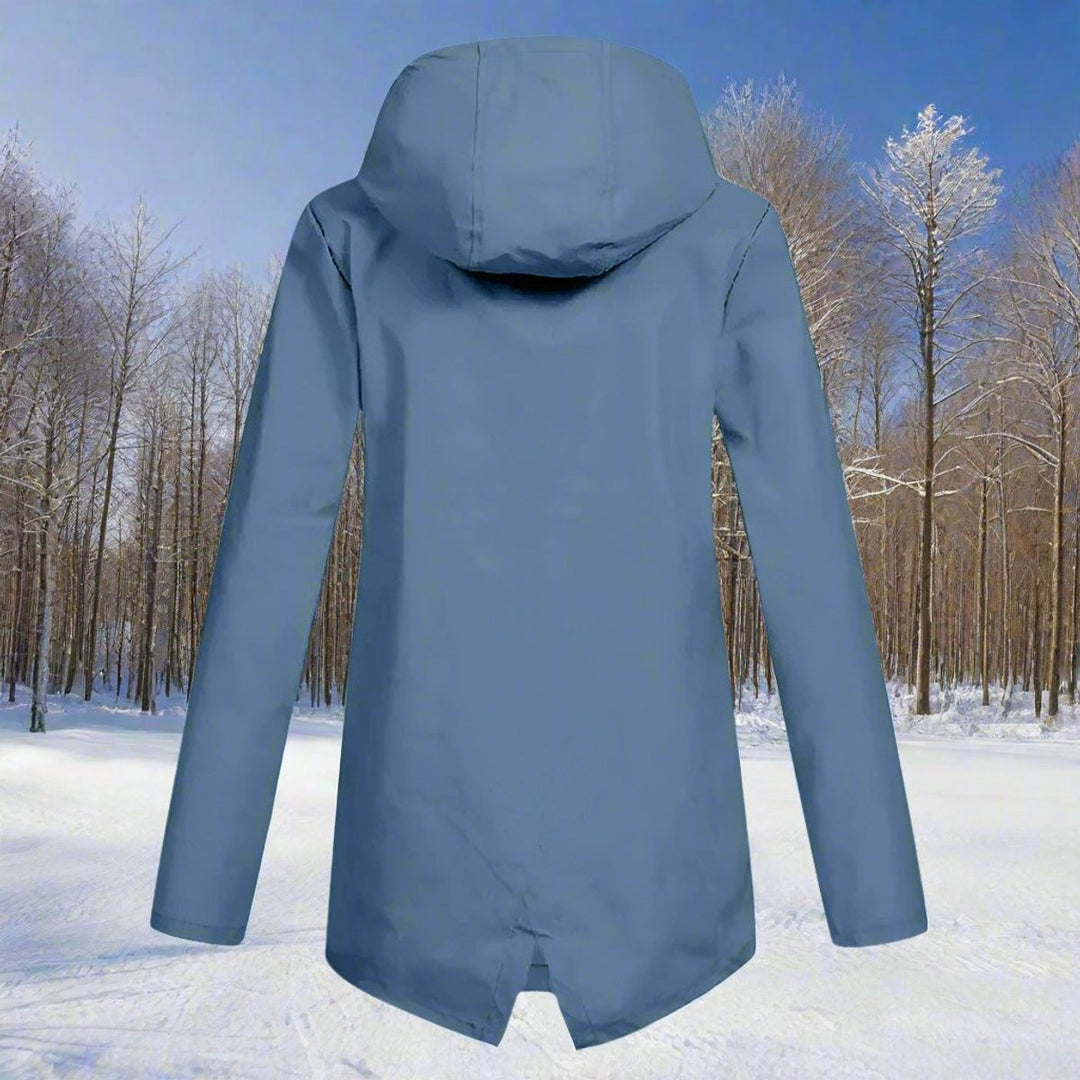 Lorraine | Veste de pluie imperméable élégante à capuche et coupe longue