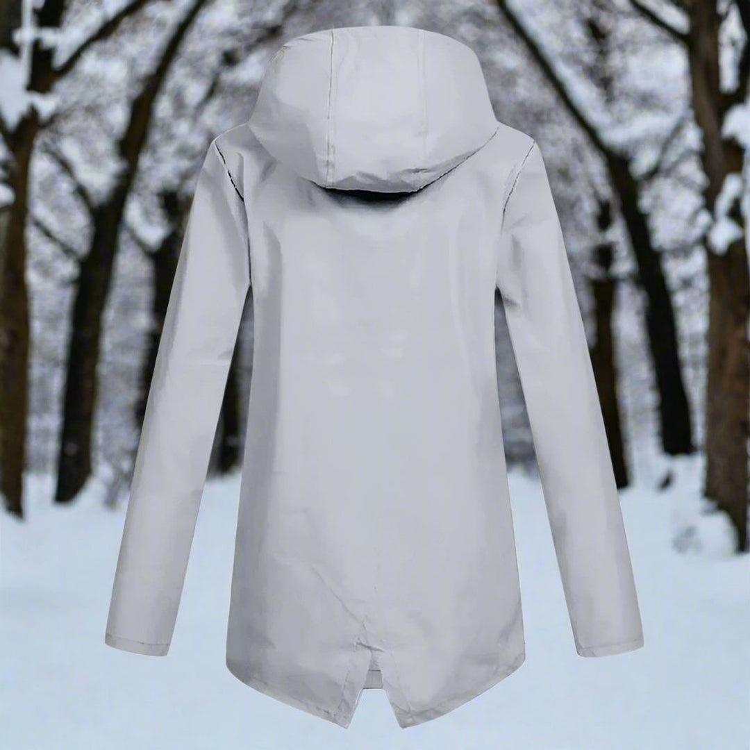 Lorraine | Veste de pluie imperméable élégante à capuche et coupe longue