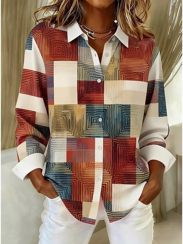Merritt™ | Blouse vintage à patchwork boutonnée sur le devant